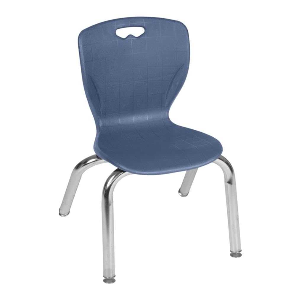 30" Square Mobile Table with 4 Blue Stackable Chairs D600
