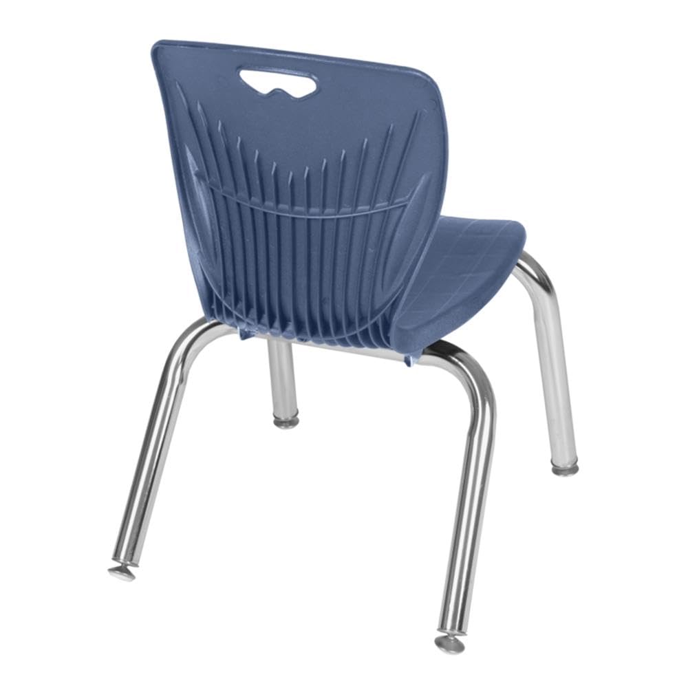 30" Square Mobile Table with 4 Blue Stackable Chairs D600