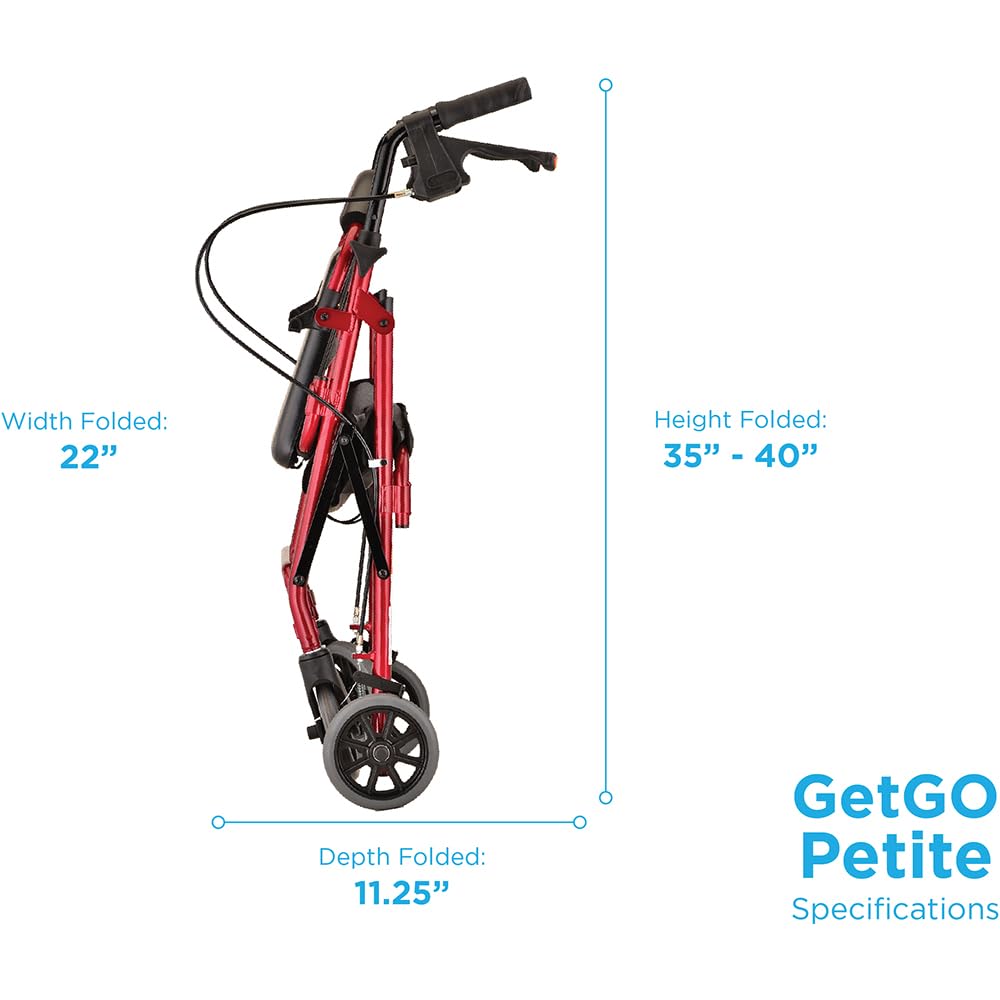 Lightweight Folding Narrow Rollator Walker with Seat Q979