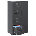 4 Drawer Vertical File Cabinet with Lock and Storage Shelves Black A3375