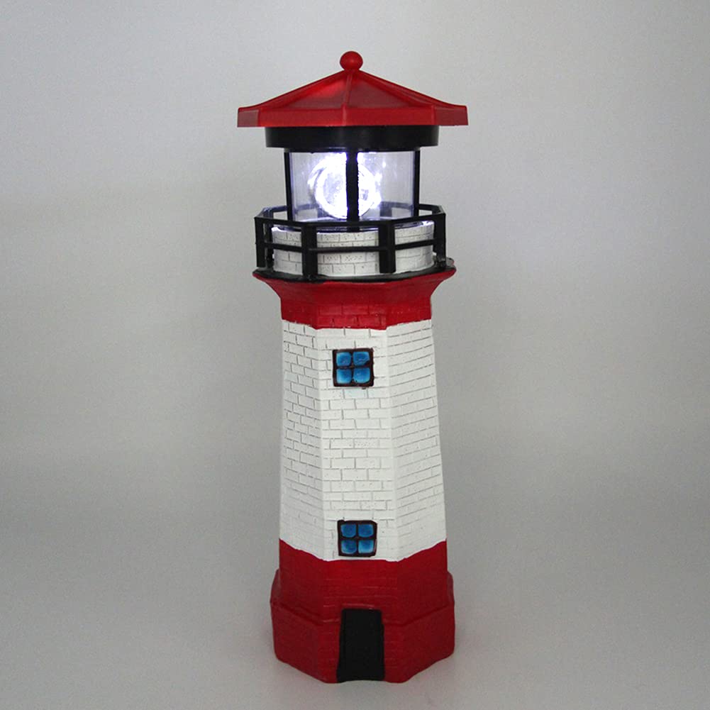 Solar Lighthouse Outdoor Decor with Rotating Beacon L103397
