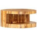 25.6"x11.8" Solid Sheesham Wood Round Coffee Table with Storage M4395