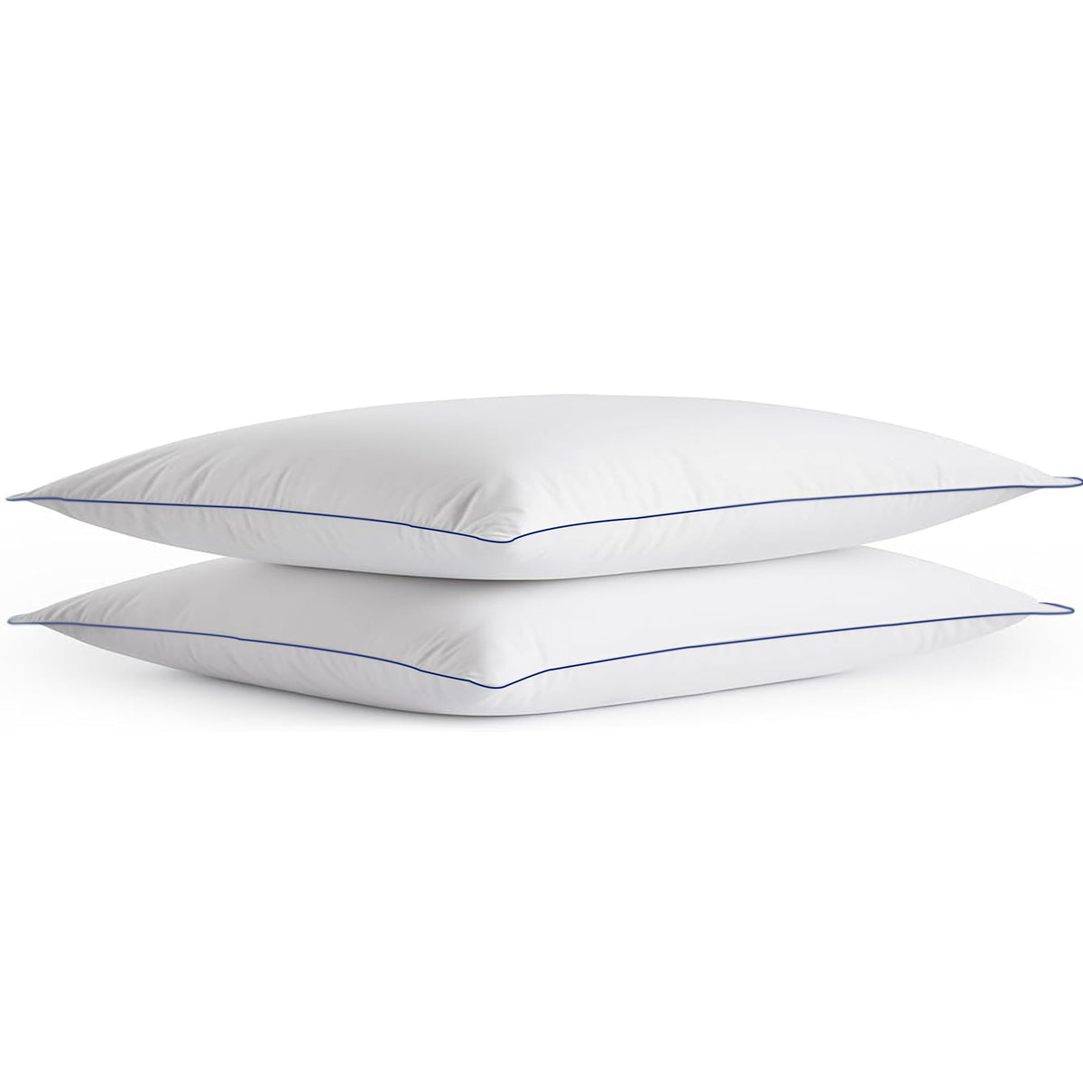 Soft Thin Standard Size Pillows Set of 2 with Down Alternative Fill White Y172435