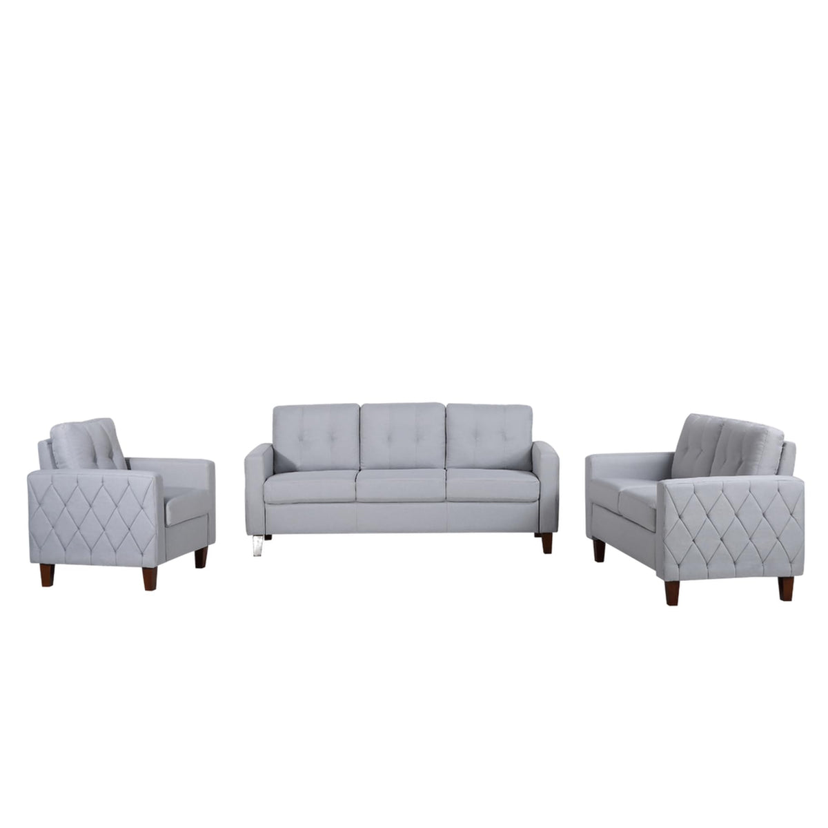 Light Gray Tufted Upholstered Loveseat F36998
