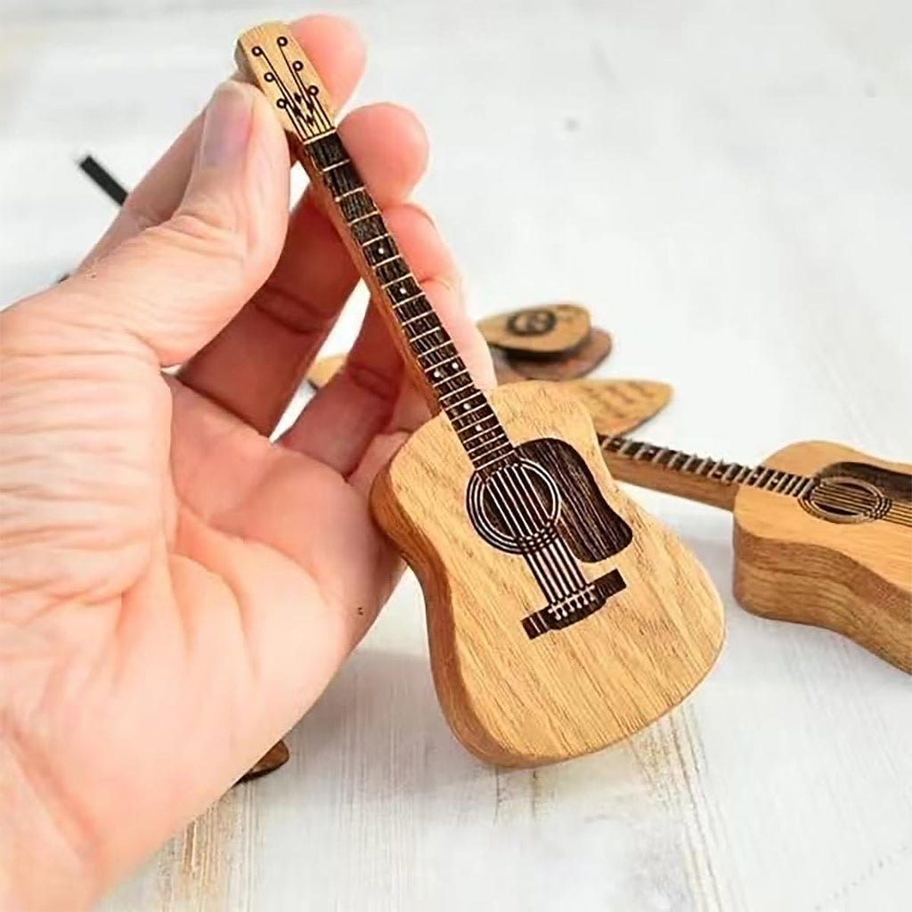 Wooden Guitar Pick Box with Stand 3PCS W209387