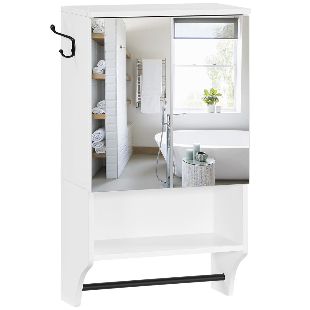 White Wall Mounted Bathroom Cabinet with Mirror and Adjustable Shelf X1646