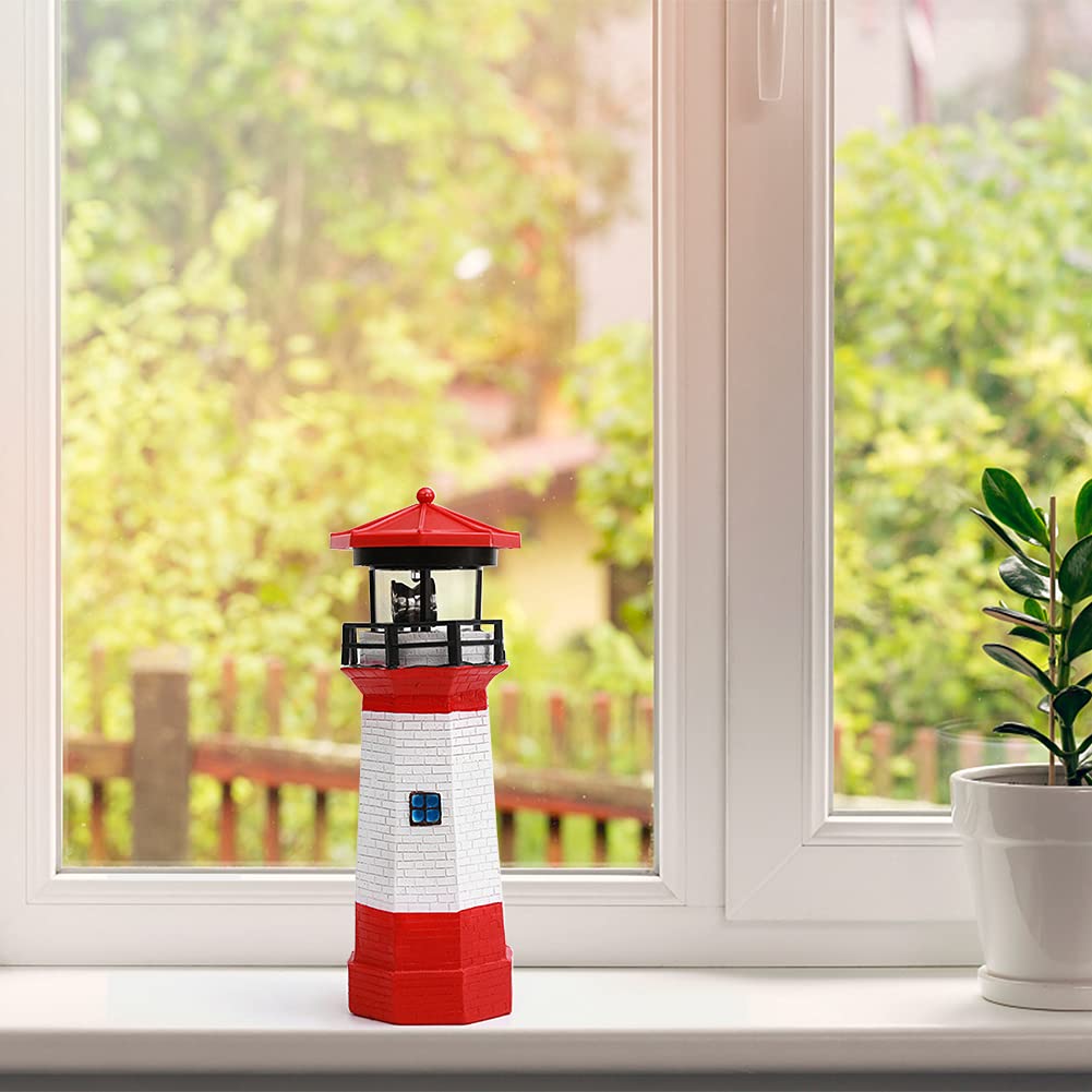 Solar Lighthouse Outdoor Decor with Rotating Beacon L103397