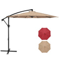 9.8ft Blue Offset Cantilever Patio Umbrella with Crank & Cross Base P503437