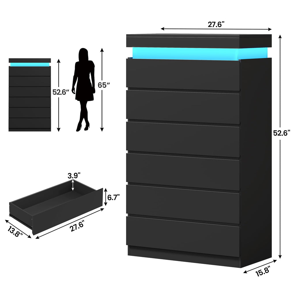 Black 6 Drawer Dresser Z8693