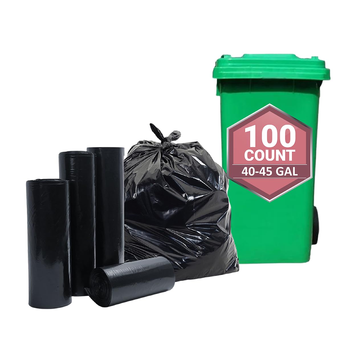 Heavy Duty Black Trash Bags, 100 Count, 40in x 46in S35994