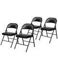 Black Vinyl Padded Steel Folding Chairs 4-Pack V86124