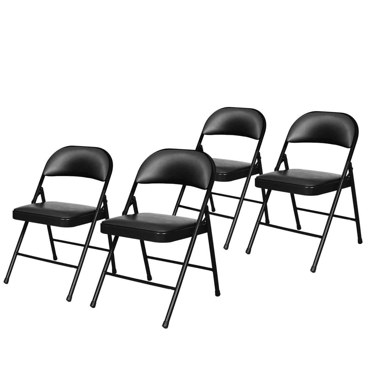 Black Vinyl Padded Steel Folding Chairs 4-Pack V86124