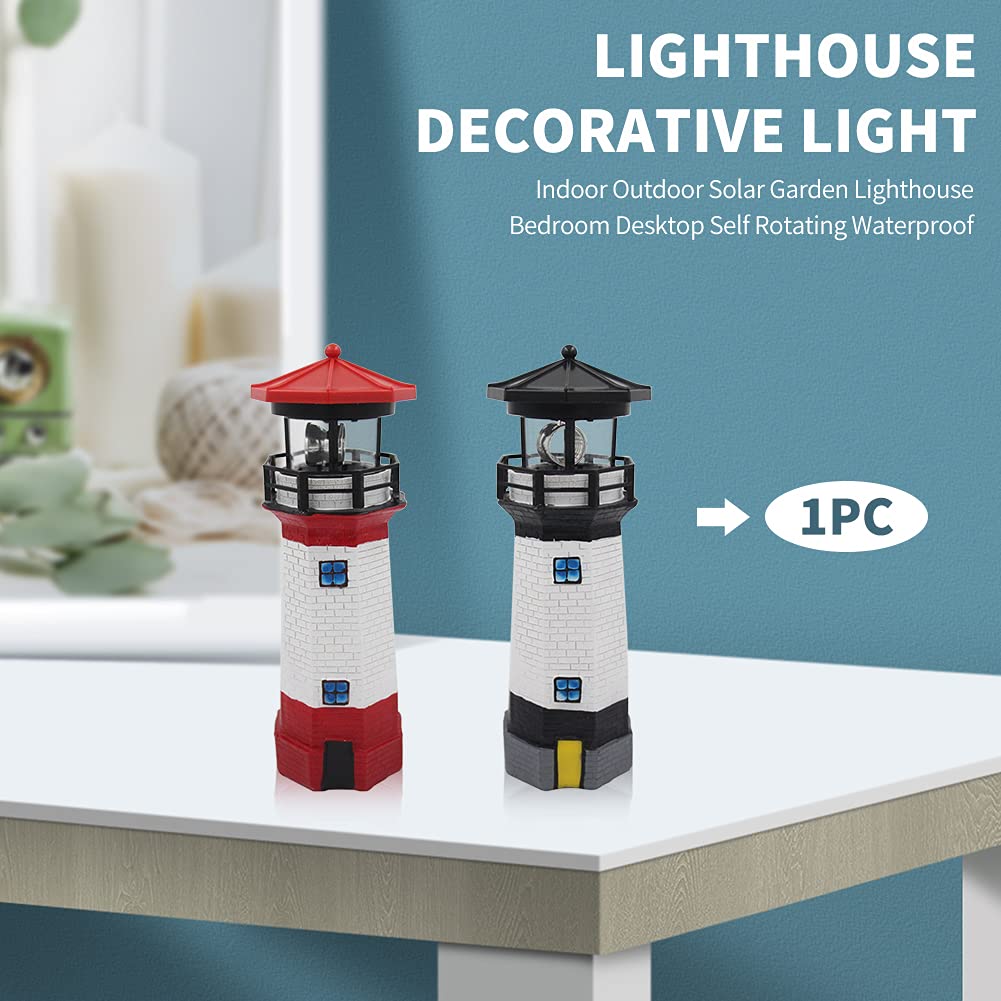 Solar Lighthouse Outdoor Decor with Rotating Beacon L103397