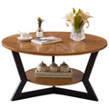 Brown 2-Tier Solid Wood Round Coffee Table R181