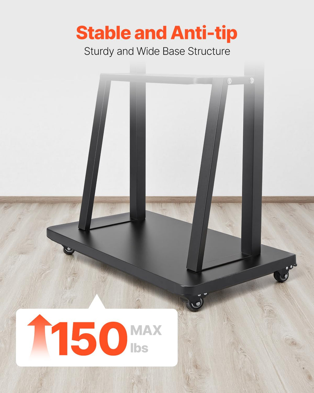 Rolling TV Stand for 32-75 Inch Screens, Height Adjustable with Tray L6548