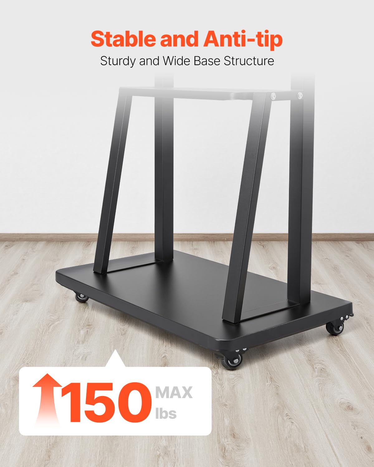 Rolling TV Stand for 32-75 Inch Screens, Height Adjustable with Tray L6548