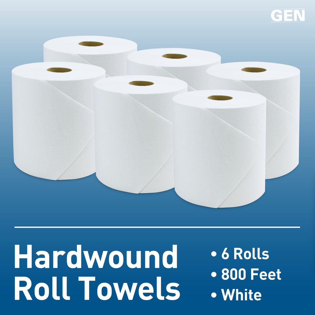 White Hardwound Roll Towels, 8-Inch x 800 ft, 6 Rolls K883