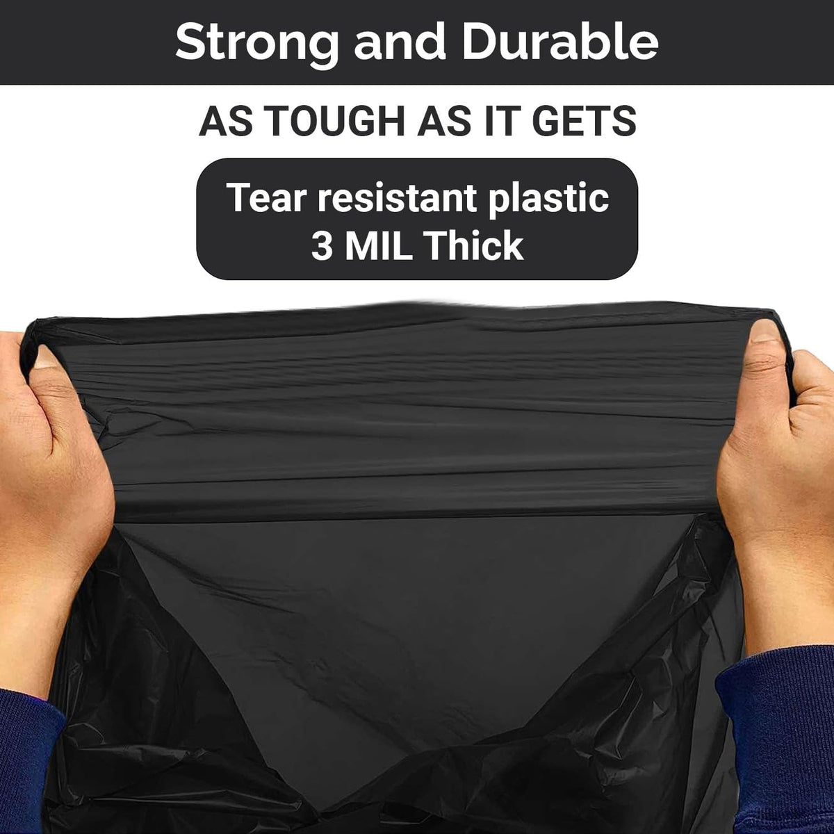 55 Gallon Heavy Duty 3 Mil Black Trash Bags 50 Ct H64898