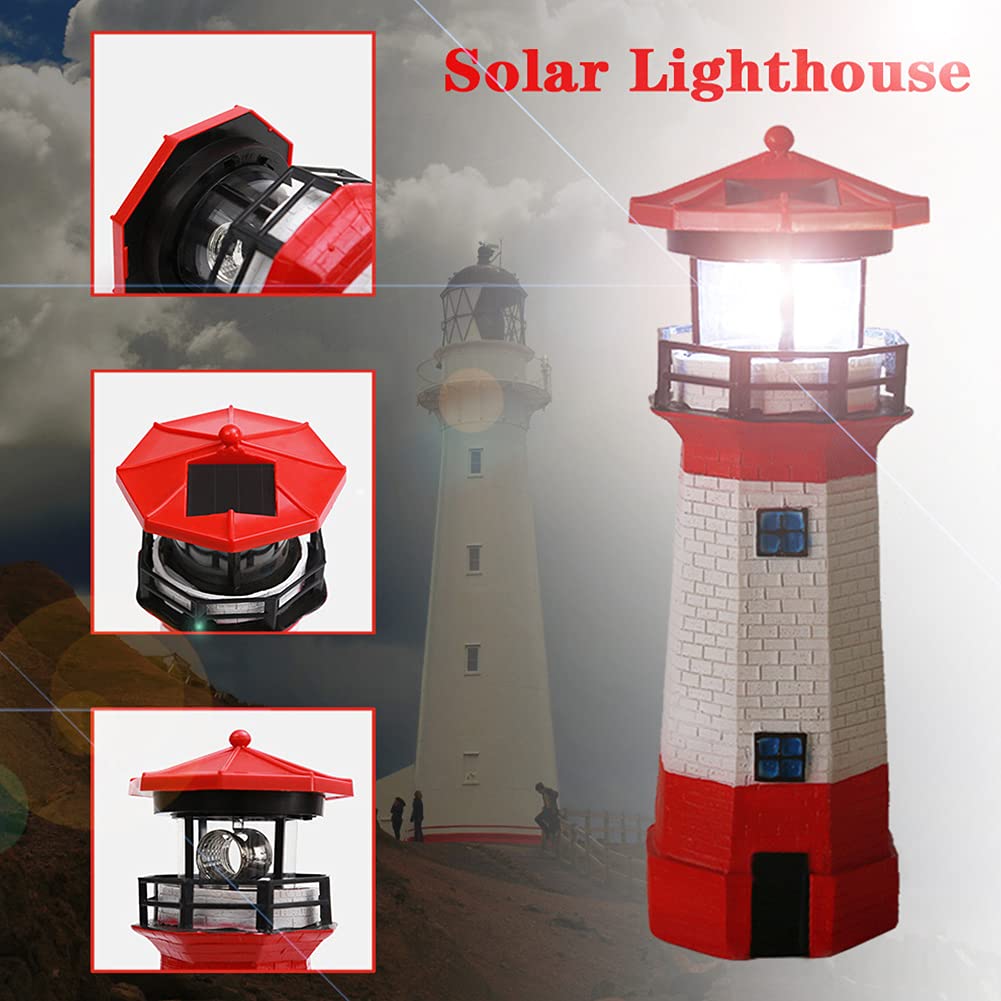 Solar Lighthouse Outdoor Decor with Rotating Beacon L103397