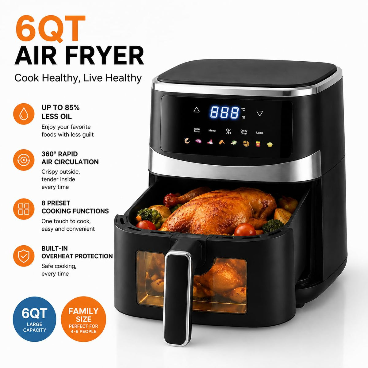 6QT Digital Air Fryer with Touchscreen R55572
