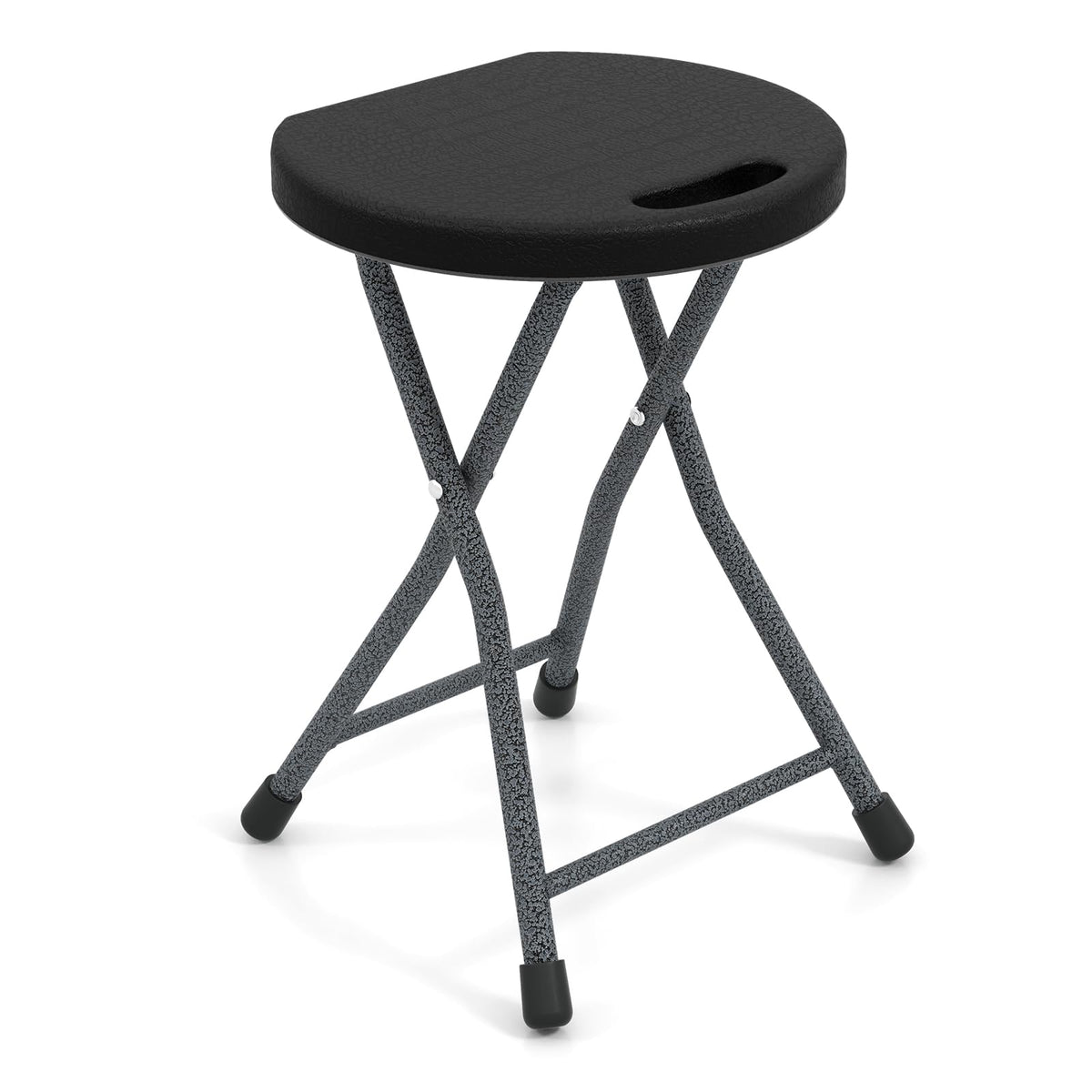 Black Folding Stool with Carry Handle 330lbs Capacity Y21801