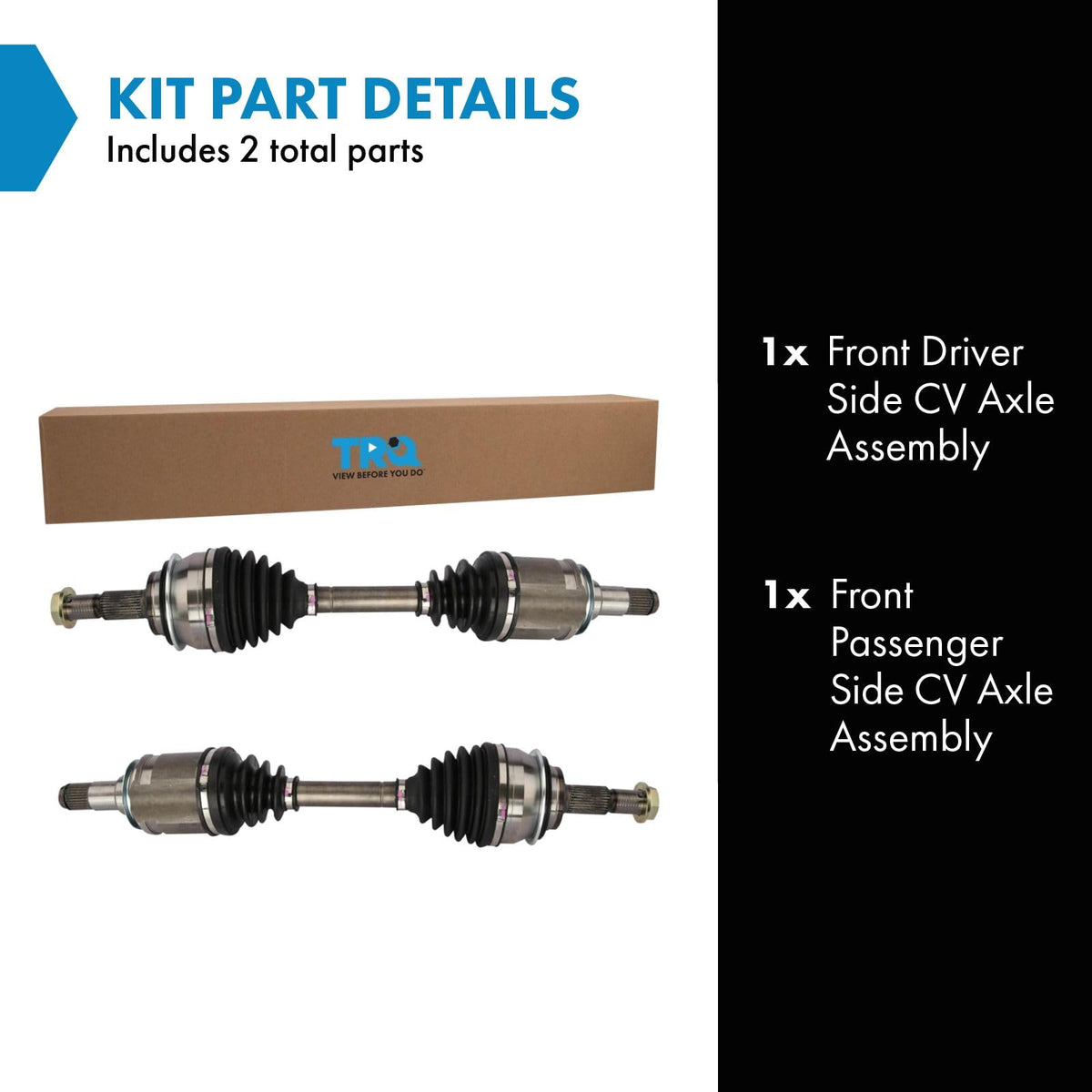 Front 2 Piece CV Axle Shaft Assembly Set O681