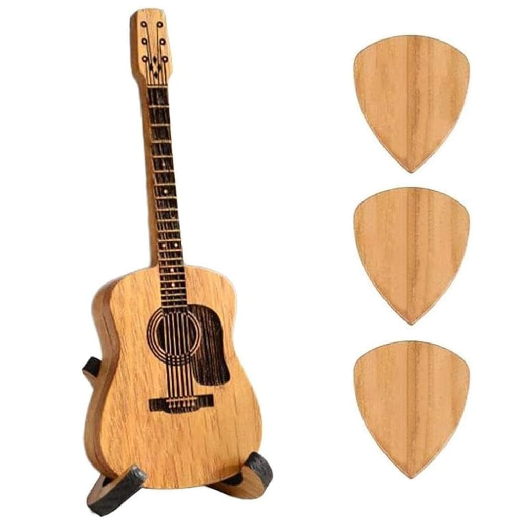 Wooden Guitar Pick Box with Stand 3PCS W209387