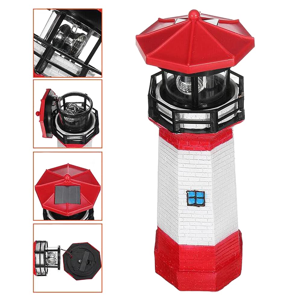 Solar Lighthouse Outdoor Decor with Rotating Beacon L103397