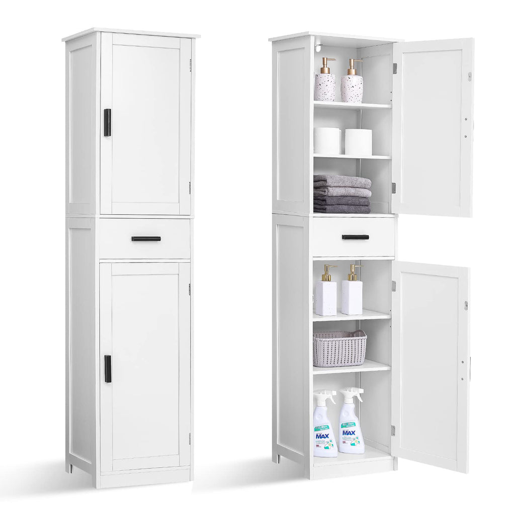 67'' Tall White Storage Cabinet with 4 Shelves & 2 Doors K22914