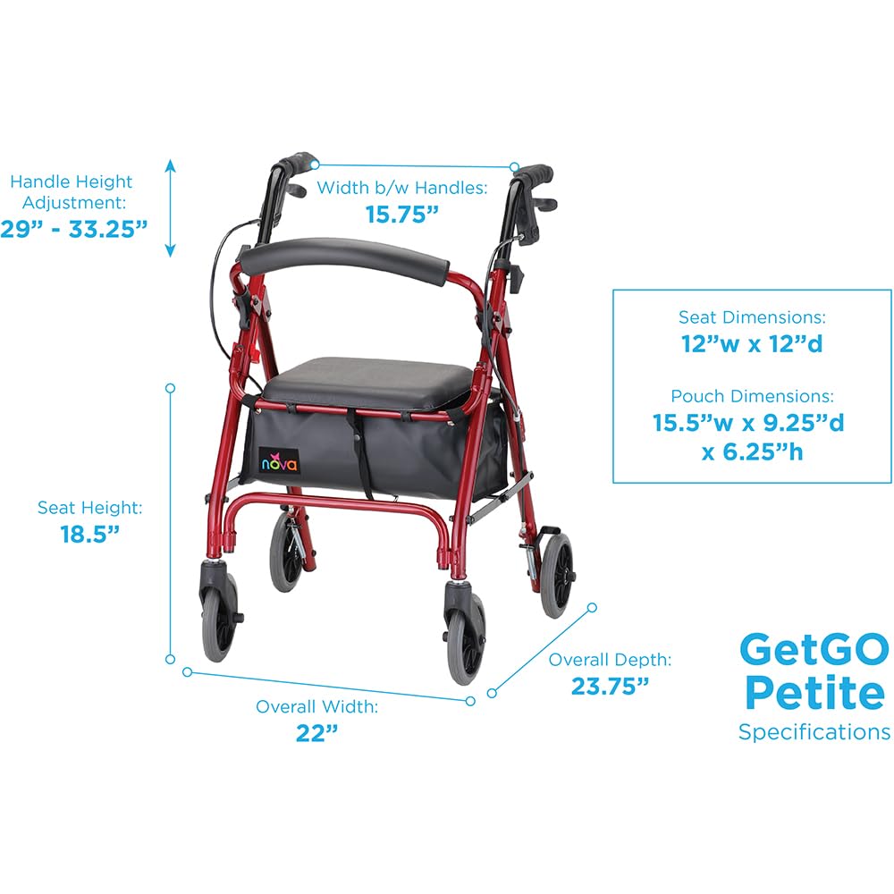 Lightweight Folding Narrow Rollator Walker with Seat Q979