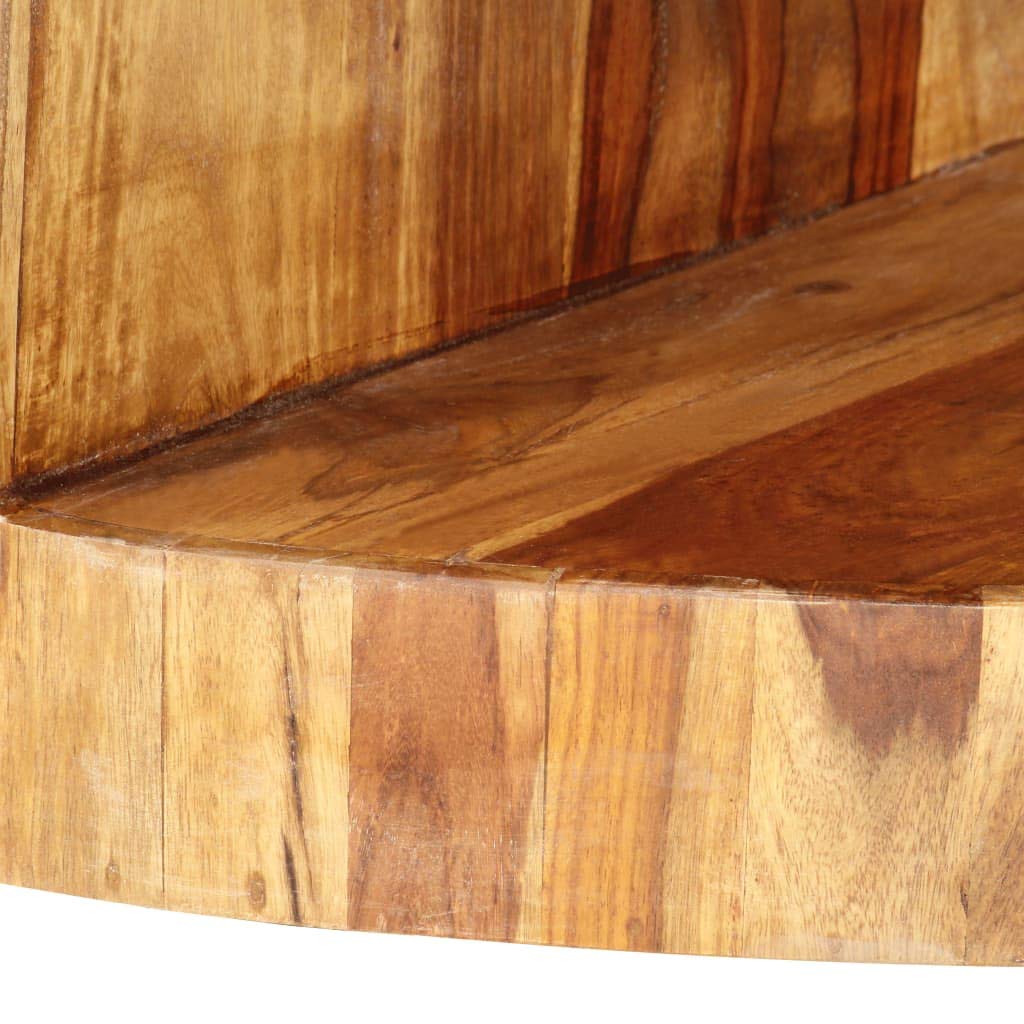25.6"x11.8" Solid Sheesham Wood Round Coffee Table with Storage M4395