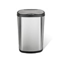 13 Gallon Oval Automatic Trash Can, 50L Touchless Motion Sensor Garbage Can with Odor-Sealing Lid & One-Touch Manual Mode, Silver Stainless Steel, Black Trim E56975