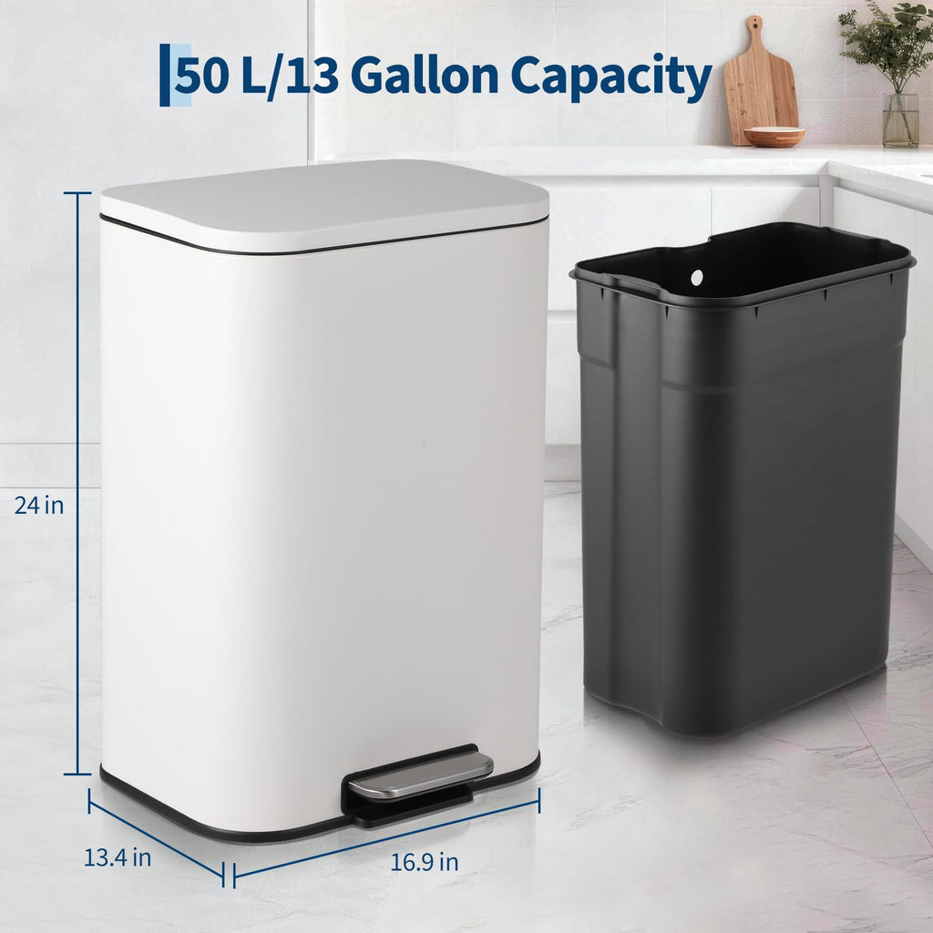 50L Stainless Steel Step Trash Can with Soft-Close Lid B157159