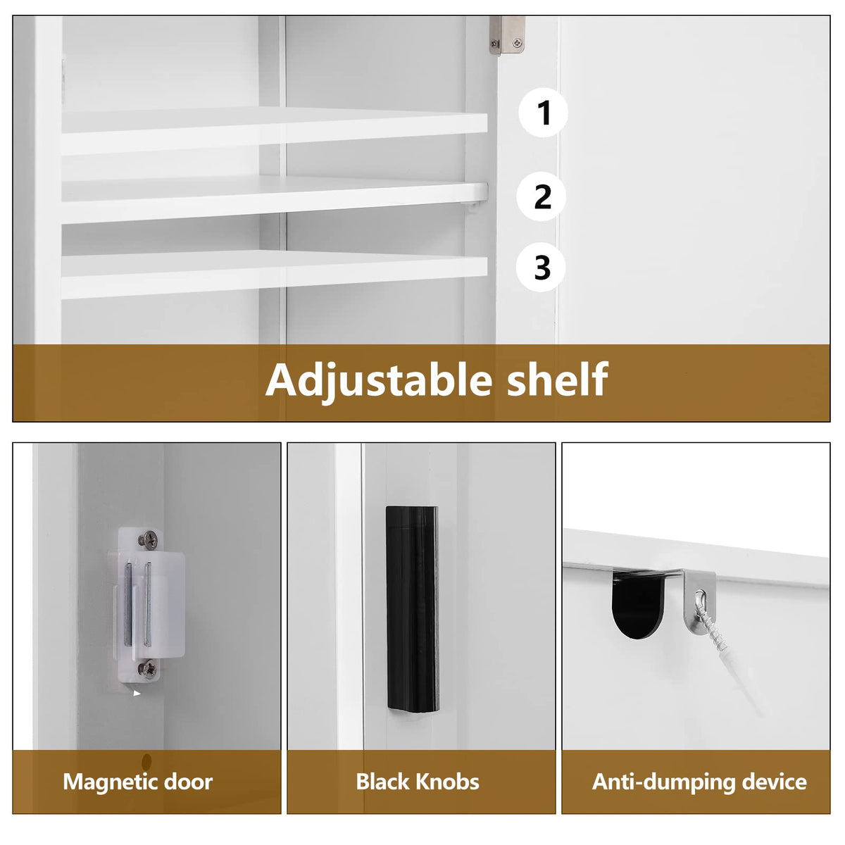 67'' Tall White Storage Cabinet with 4 Shelves & 2 Doors K22914