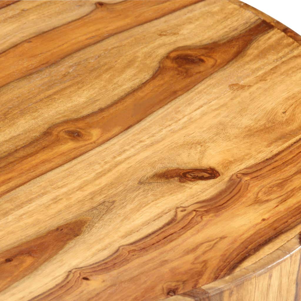 25.6"x11.8" Solid Sheesham Wood Round Coffee Table with Storage M4395