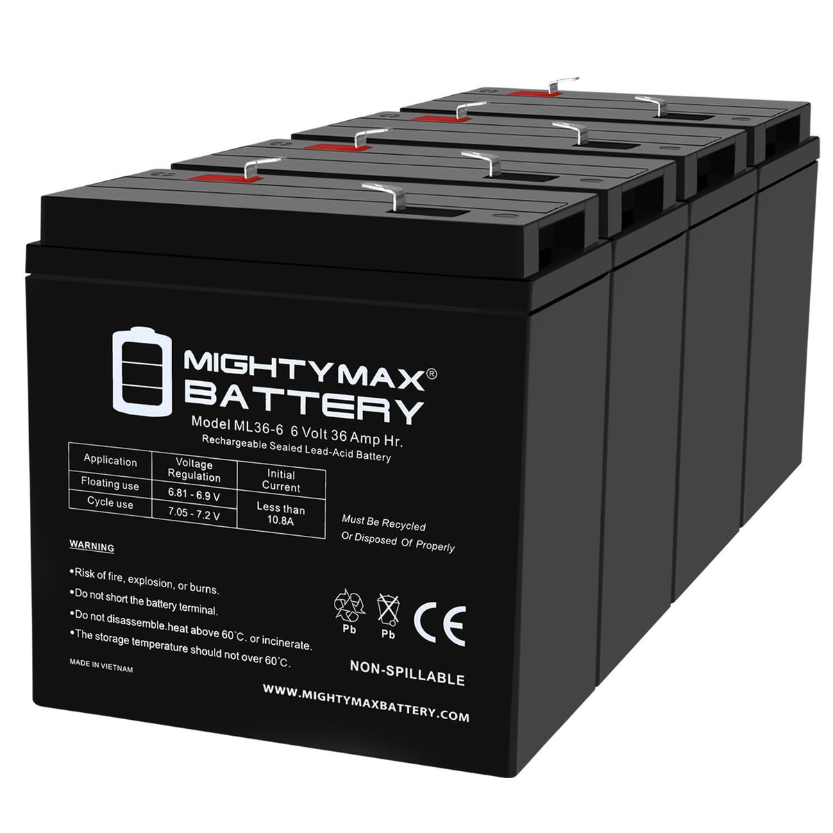 6V 36Ah AGM F2 Terminal Battery X1212