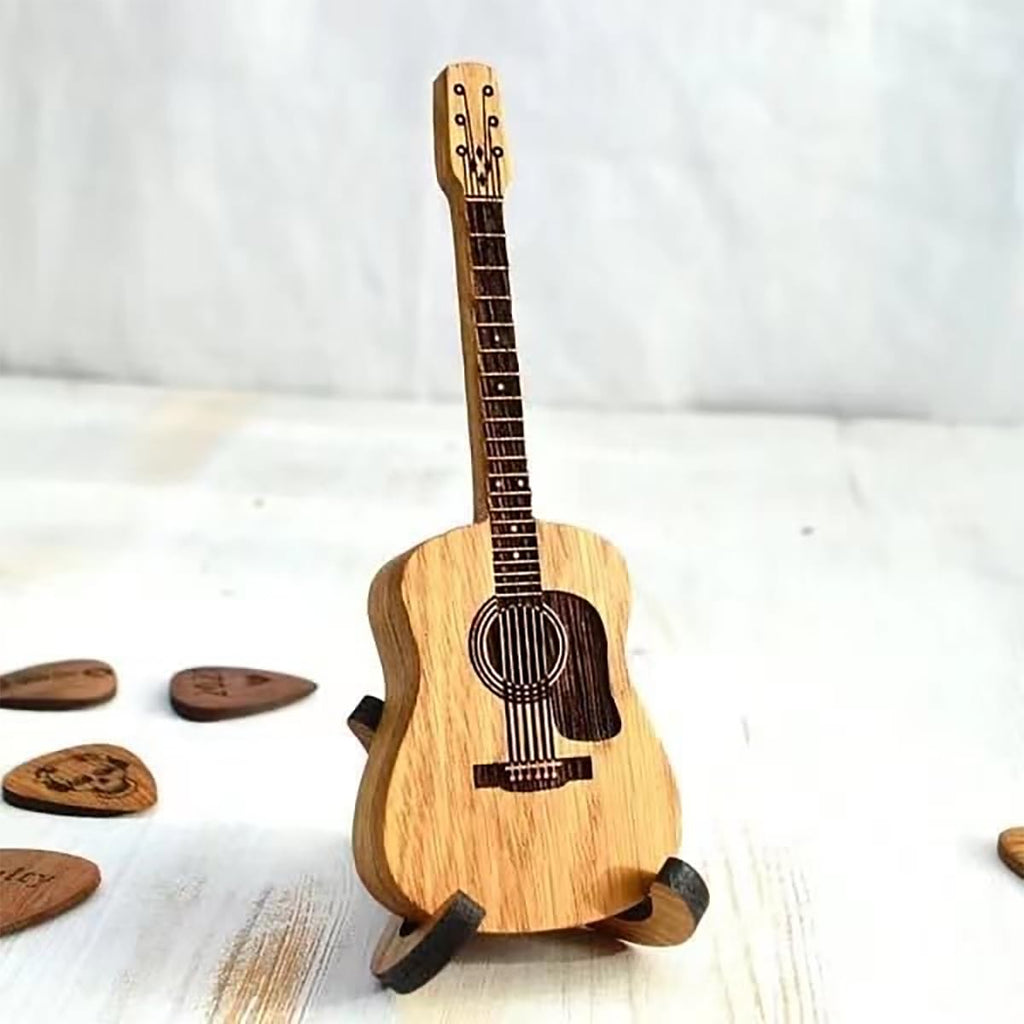 Wooden Guitar Pick Box with Stand 3PCS W209387