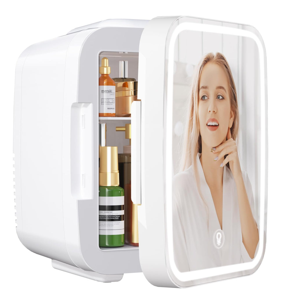 4 Liter 6 Cans Mini Fridge with LED Mirror H6366
