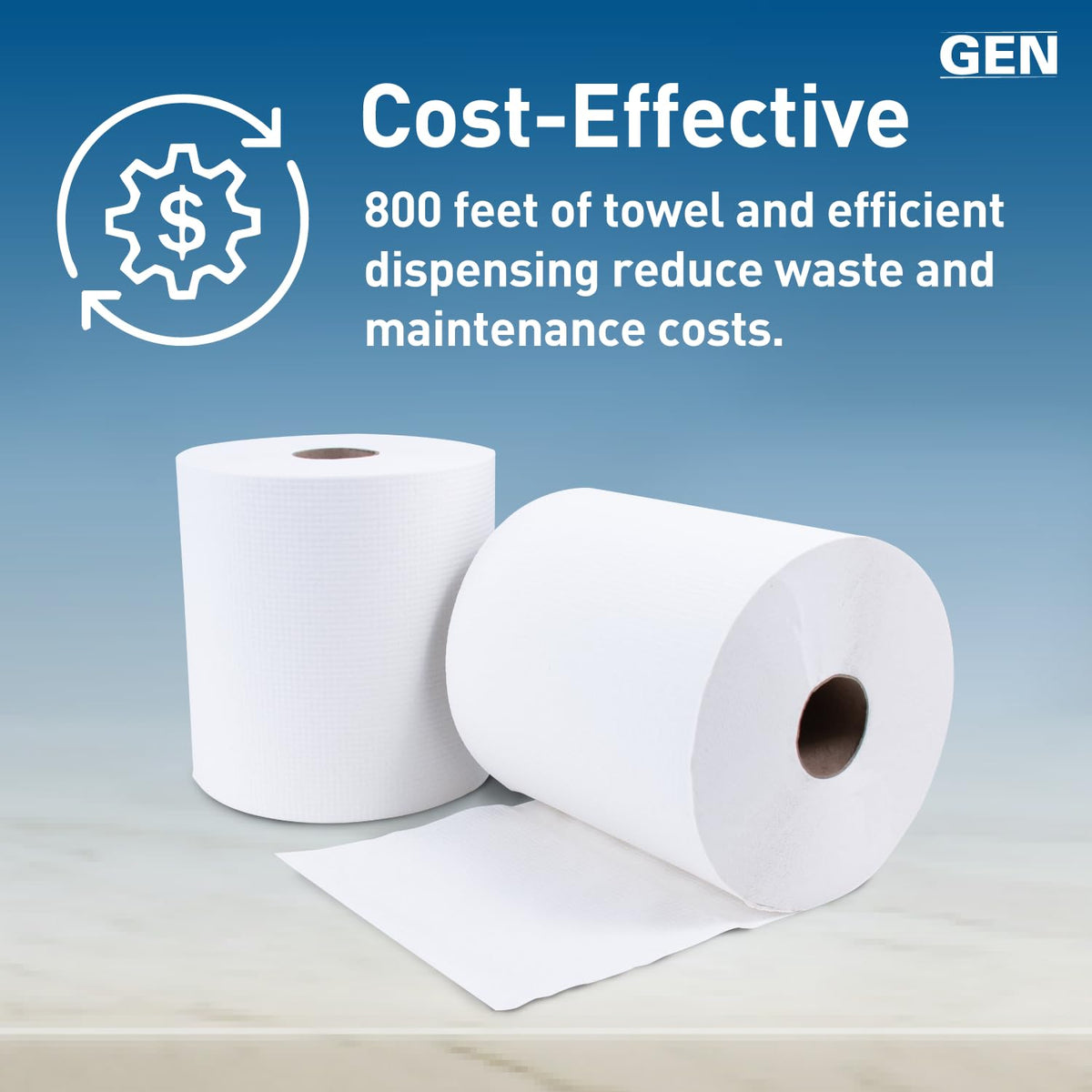 White Hardwound Roll Towels, 8-Inch x 800 ft, 6 Rolls K883