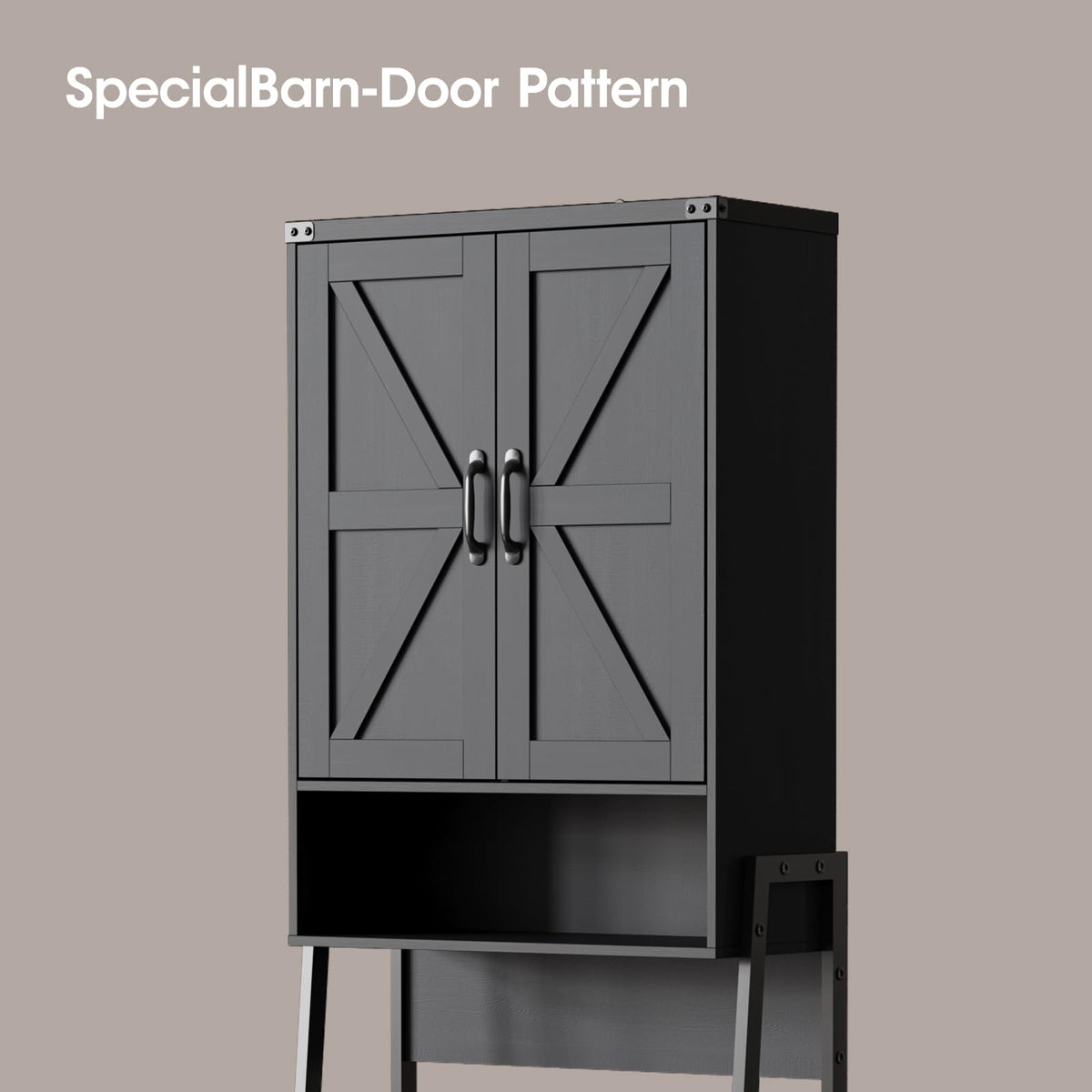 Over The Toilet Storage Cabinet with 2-Door Design Black E97251