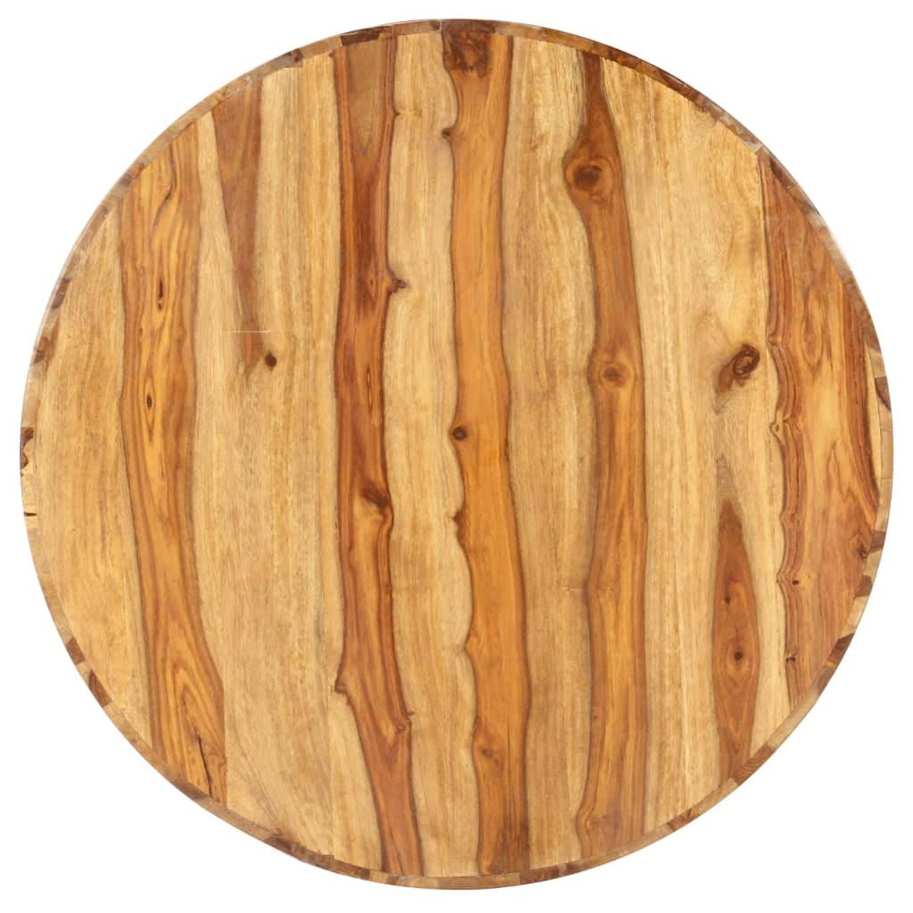 25.6"x11.8" Solid Sheesham Wood Round Coffee Table with Storage M4395