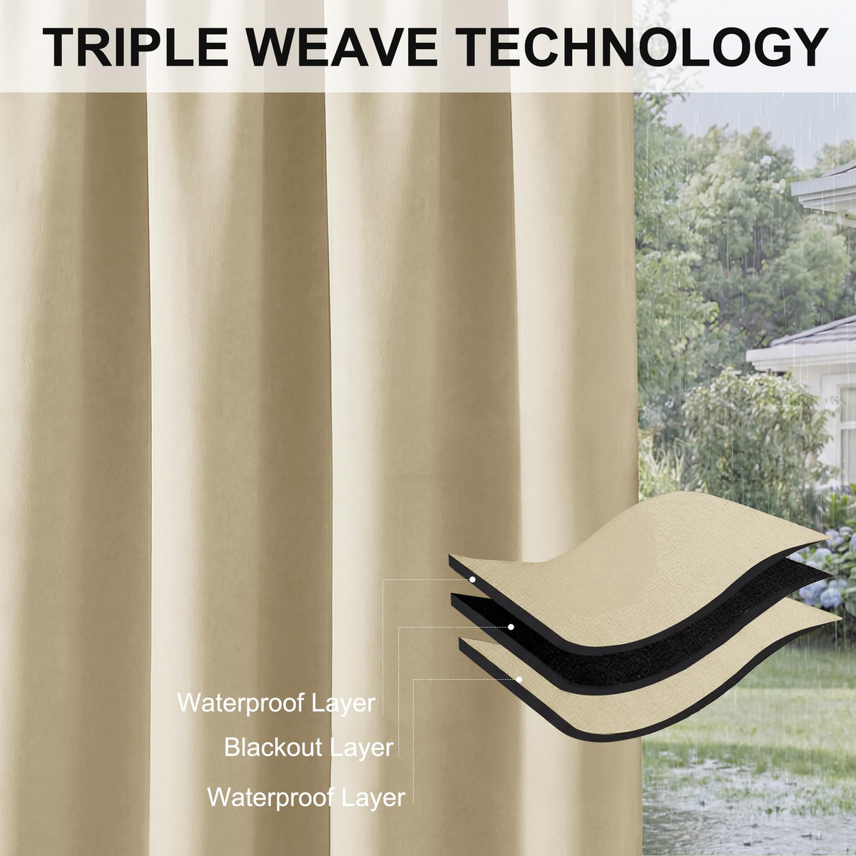 Waterproof Outdoor Curtains 2 Panels S207
