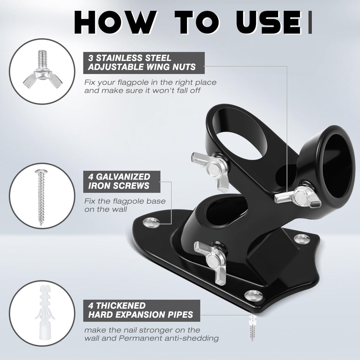4 Pcs Black Flag Pole Holder H2149