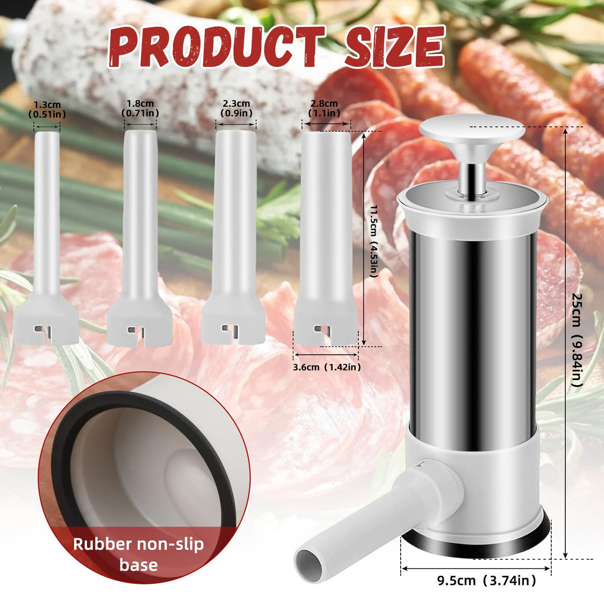 2.2lb Stainless Steel Sausage Stuffer with 4 Stuffing Tubes X20213