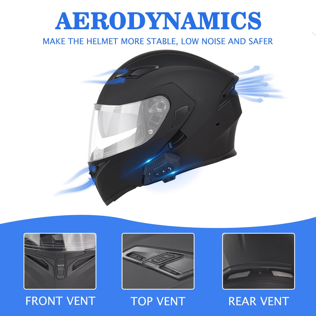 Bluetooth Modular Motorcycle Helmet DOT Approved Dual Visor P355304