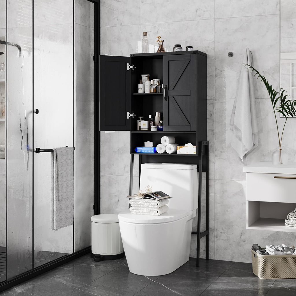Over The Toilet Storage Cabinet with 2-Door Design Black E97251