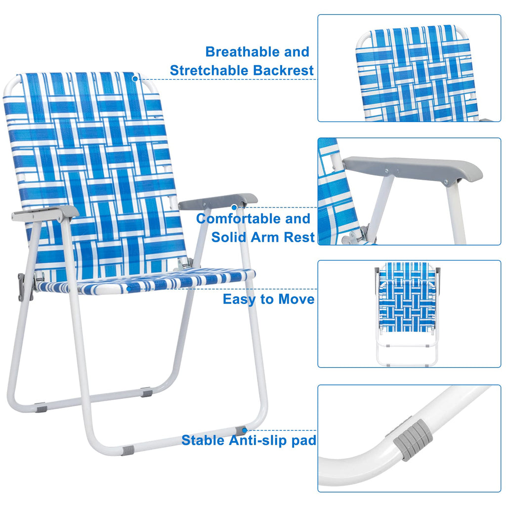 Set of 2 Blue Webbed Folding Lawn Chair A75303