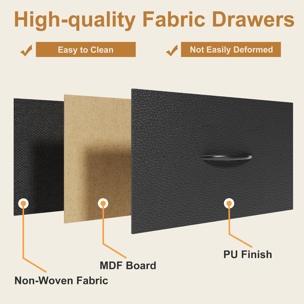 Black 4-Tier Bookshelf with 3 Fabric Drawers Z8712