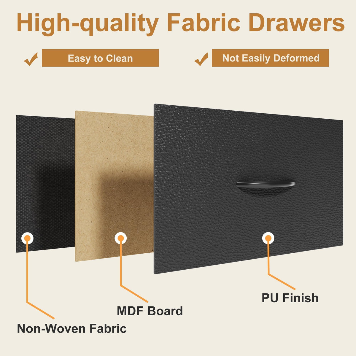 Black 4-Tier Bookshelf with 3 Fabric Drawers Z8712