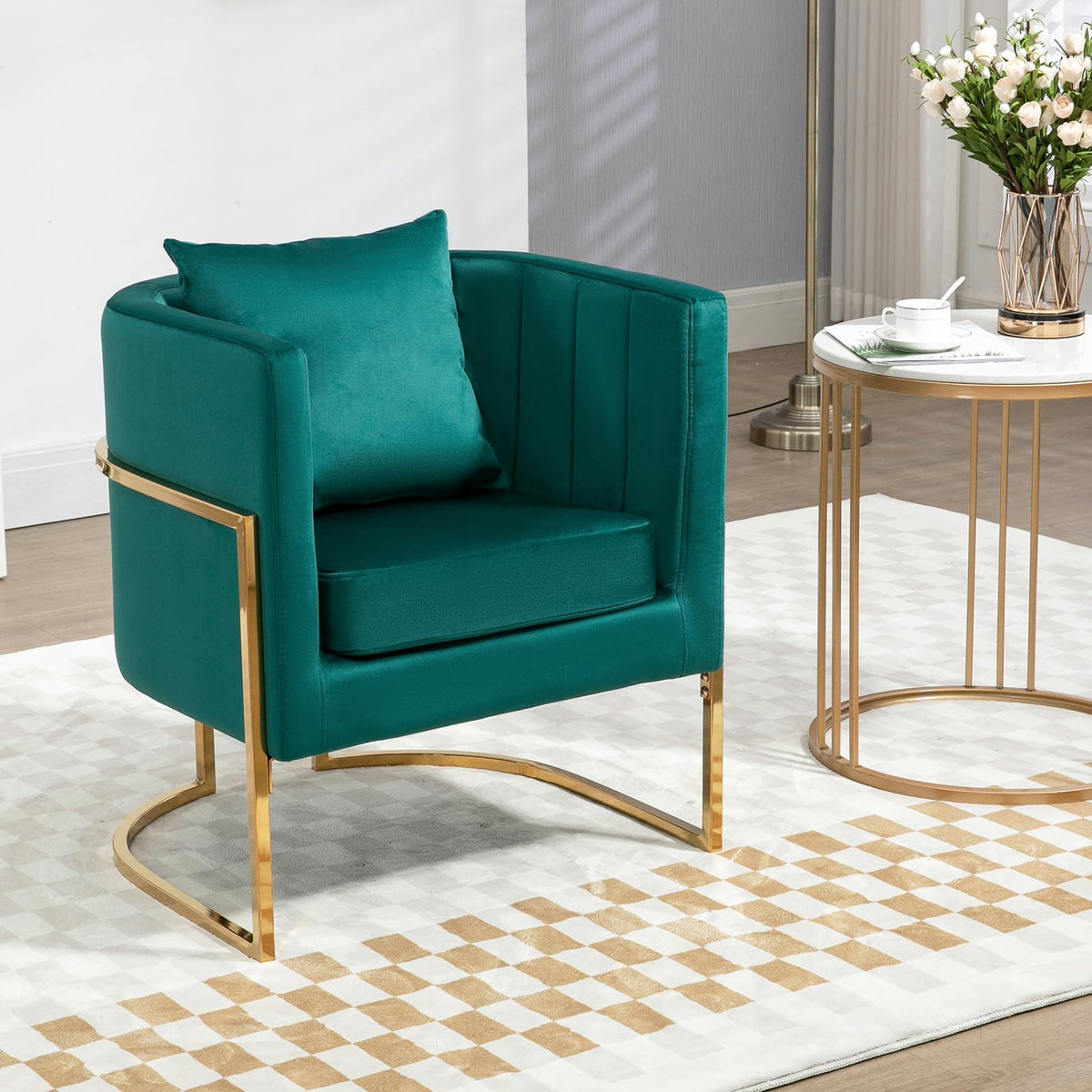 Velvet Accent Chairs Set of 2 Green Y806